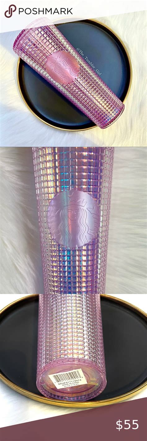 💖limited💖starbucks Pink Disco Grid Venti Tumbler 24oz Pink