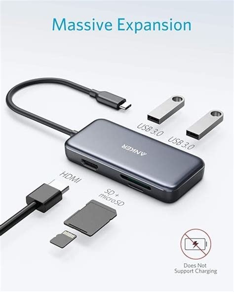 Anker 535 USB C Hub 5 In 1 For IMac Thunderbolt Ports Card Readers