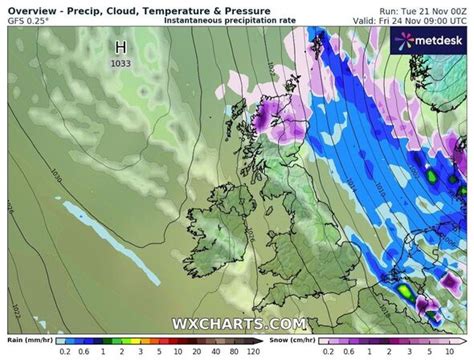 Snow forecast: Weather maps reveal exact areas set to be covered in 4cm ...