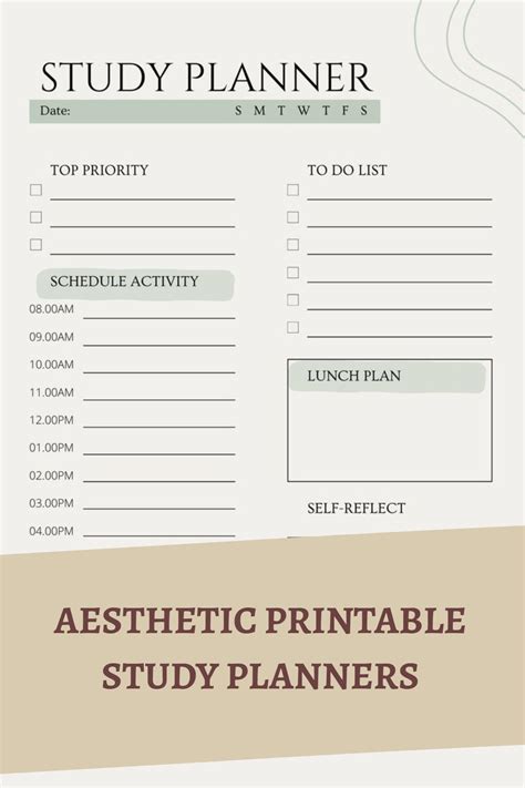 Digital Planner Template Study Template Printable Aesthetic Templates