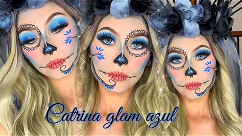 MAQUILLAJE DE CATRINA FACIL AZUL PASO A PASO 2023 YouTube