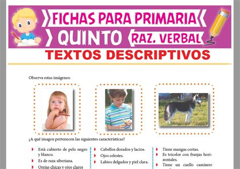 Textos Descriptivos Para Quinto Grado De Primaria Actividades 2024