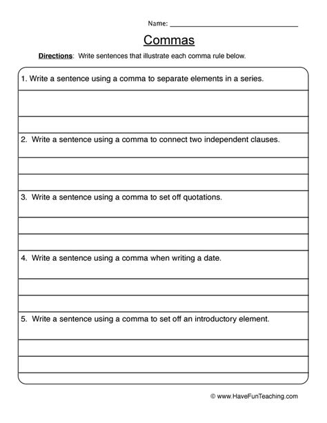 Commas Types Worksheet By Teach Simple