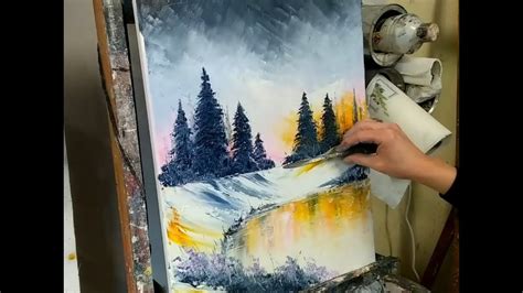 Peinture Au Couteau Le Lac De Montagne Knife Painting Par Nelly