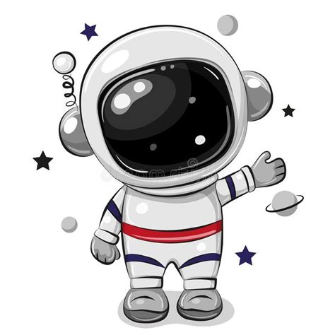 Cartoon Astronaut Isolated On A White Background Cute Cartoon Astronaut Isolated On A White