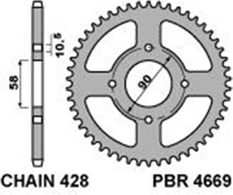 Corona PBR Passo Catena 428 Cod 4669 Z44 Denti In Acciaio 4669