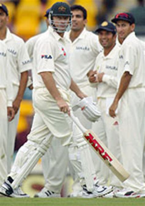 Steve Waugh And Some Happy Indian Players Watch The Replay Of His