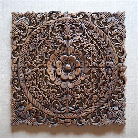 Tropical Wooden Sculpture Wall Panel