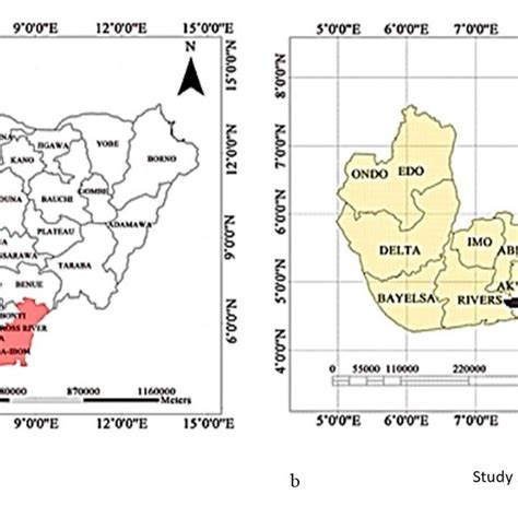 (a) Map of Nigeria showing the Niger Delta region and the study area ...