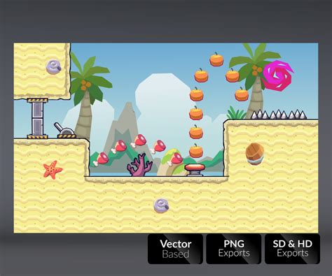 Beach Area Seamless Platformer Tileset Game Art Partners