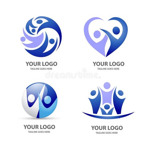 Sistema Del Logotipo Del Vector De La Gente Ilustración del Vector