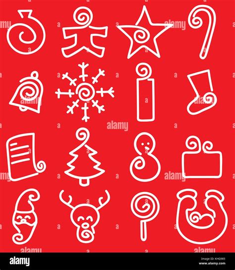 Christmas Doodles Collection In Sketchy And Curly Style Stock Vector