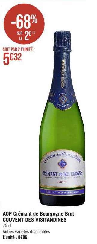 Promo Aop Crémant De Bourgogne Brut Couvent Des Visitandines chez Géant