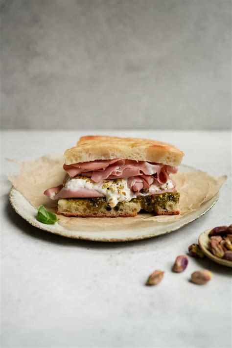 Mortadella Sandwich - With Burrata and Pistachio Pesto! - Pina Bresciani