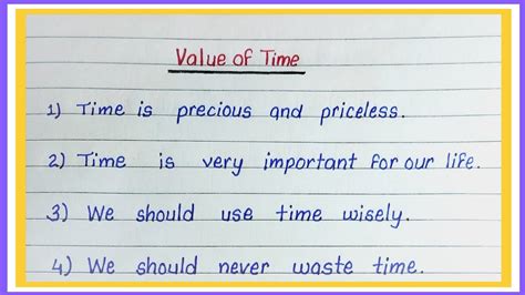 10 Lines Essay On Value Of Time Value Of Time Essay In English