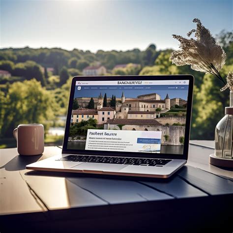 Premium AI Image | a laptop with a picture of a city on the screen.