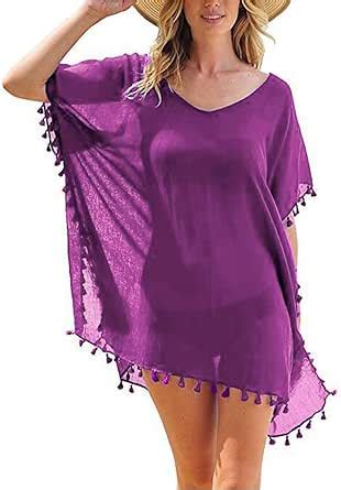 Generisch Top Travestito Con Bikini Chiffon Beach Caftan Tassels Women S Plus Size