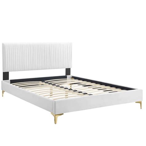 Modway Peyton Performance Velvet Queen Platform Bed Mod 6595 Whi