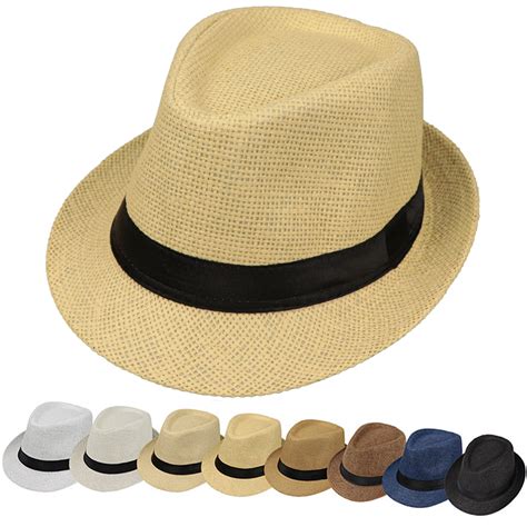 Straw Fedora Hat Mens Fedora Hats For Men Trilby Hat Sun Hat Panama Hat Woolkhaki58cm