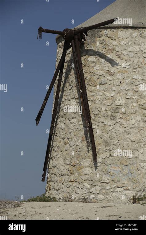 Old Greek Windmill Stock Photo Alamy