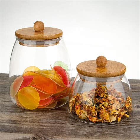 Kitchen Storage High Borosilicate Airtight Glass Jar With Acacia Wood Lid China Glass Jar And