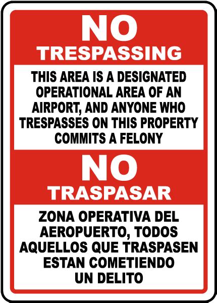 Bilingual Florida Airport No Trespassing Sign Save 10 Instantly