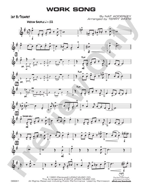 Work Song: 1st B-flat Trumpet: 1st B-flat Trumpet Part - Digital Sheet ...