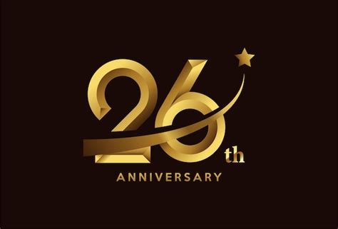 Premium Vector Golden 26 Year Anniversary Celebration Logo Design