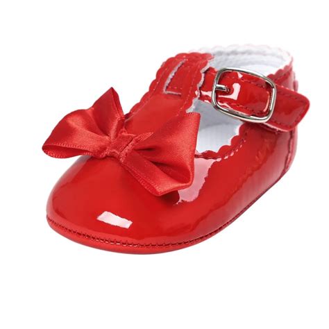 Red Pu Leather Newborn Baby Boy Girl Bowknot Soft Princess Shoes Bebe