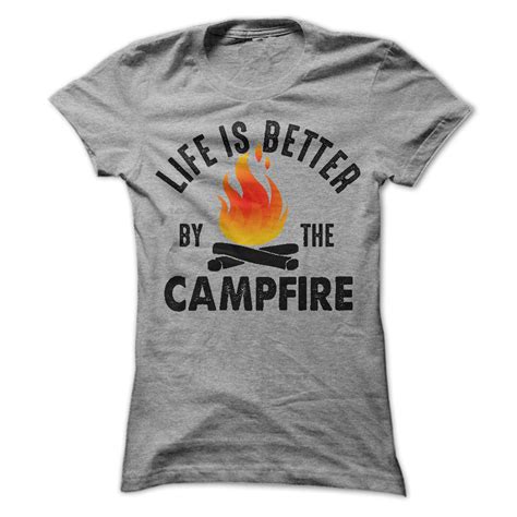 Life Is Better By The Campfire Camping T Shirt Womens Fit T Shirt Hoodie Raglan 34 Length