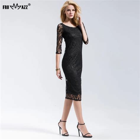 Frommazz 2018 Summer New Women Lady Sexy Office O Neck Lace Dress