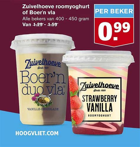 Zuivelhoeve Roomyoghurt Of Boer N Vla Aanbieding Bij Hoogvliet