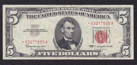 Abraham Lincoln 5 Dollar Bill Portrait