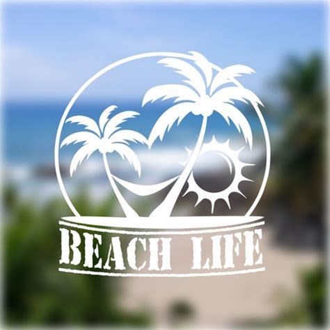 Palm Trees With Sun Beach Vinyl Decal Sticker Adventure Etsy