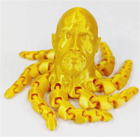 D Printed Rocktopus The Rock Articulated Fidget Dwayne Johnson