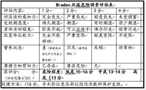 Braden压疮风险评估表 千图网
