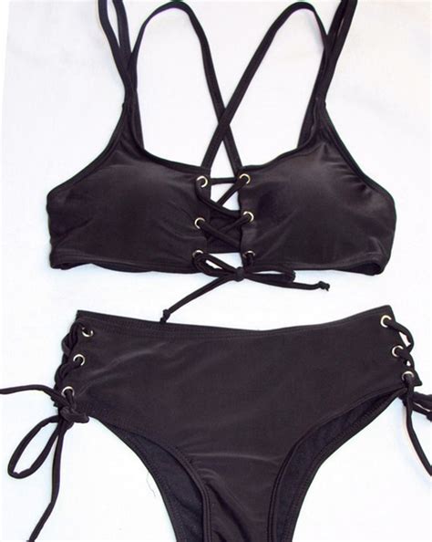 Emmiol Env O Gratis Bikini Negro Sexy Con Ajuste De Lazo Negro L De Bikinis En La Tienda En