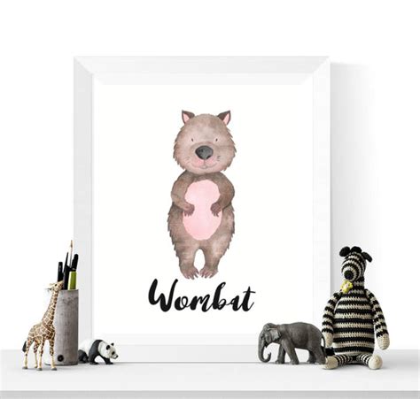 Wombat Printable Watercolor Wombat Art Australian Animals Wombat Print Nursery Wall Decor ...