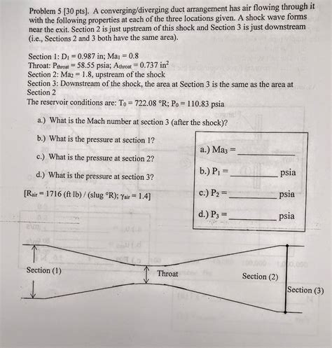 Solved Problem 5 30pts A Convergingdiverging Duct