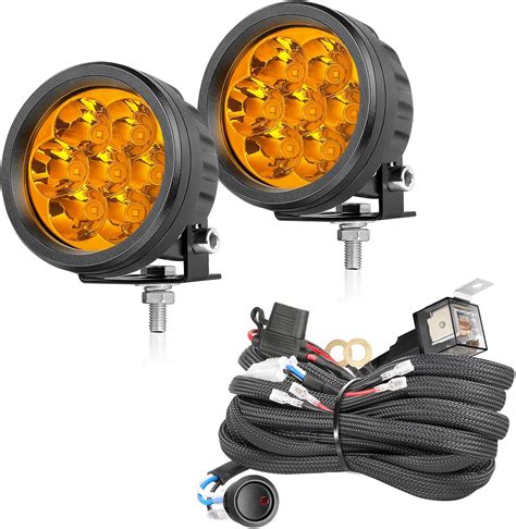 Amazon Offroadtown Inch W Amber Round Led Lights Pcs Offroad