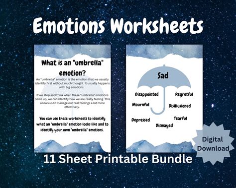 Emotions Wellbeing Worksheets Umbrella Emotions Worksheet - Etsy