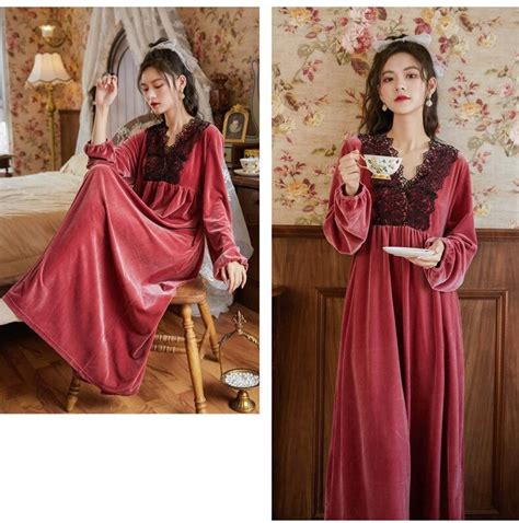 Victorian Velvet Nightgown Vintage Night Dress Women Sleepwear Etsy