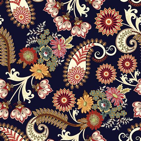 An Abstract Floral Pattern In Red Yellow And Blue Colors On A Dark