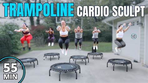 55 Min Trampoline Cardio Sculpt Workout Rebounder Light Weights Youtube