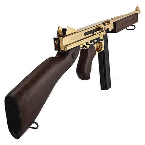 King Arms Thompson M1A1 Military Real Wood Full Metal Gold