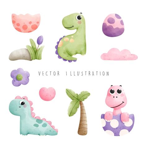 Premium Vector Watercolor Dinosaurs Dinosaur Vector Illustration