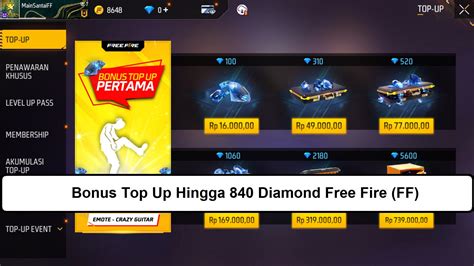 Bonus Top Up Hingga Diamond Free Fire Ff Jangan Lewatkan