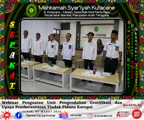 MS Kutacane Webinar Upaya Pemberantasan Tindak Pidana Korupsi Ketua