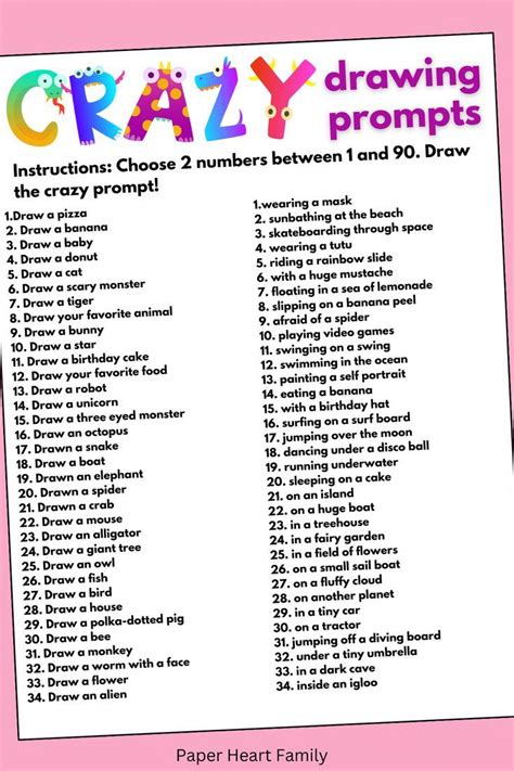 90 Silly Drawing Prompts Drawing Prompt Generator Creative Drawing