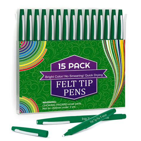 Buy Lelix Felt Tip Pens 15 Green Pens 0 7mm Medium Point Felt Pens